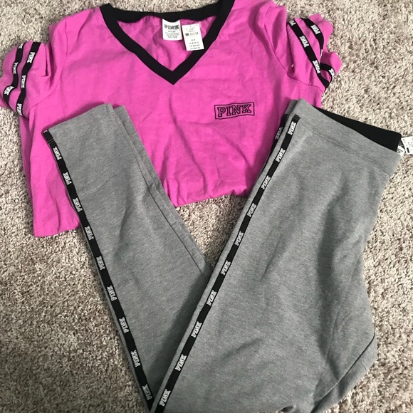 Vs Pink Leggings And Tshirt Set 